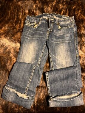 Cowgirl Tuff 31x37 length Women's Boot Cut Jeans - Don’t Fence Me In style